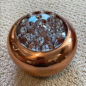Copper Craft Guild vase with glass frog